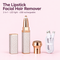 The Lipstick Facial Hair Remover, 2-in-1, LED light, USB rechargeable